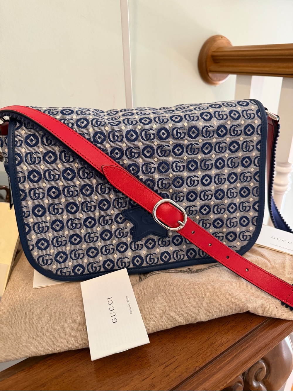 Gucci Double G Geometic Jacquard Star Messenger Shoulder Bag 664143 - Picture 6 of 9